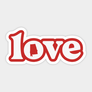 Retro Love Alabama State Outline // Vintage Alabama State Pride Sticker